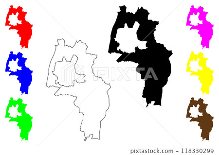 Kandal Province (Kingdom of Cambodia, Kampuchea, Provinces of Cambodia) map vector illustration, scribble sketch Kandal map 118330299
