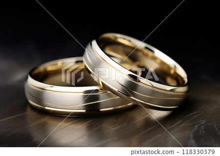 Beautiful wedding golden rings 118330379