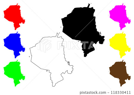 Yekaterinburg City (Russian Federation, Russia, Sverdlovsk Oblast) map vector illustration, scribble sketch City of Ekaterinburg map 118330411