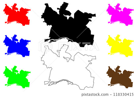 Zhytomyr City (Ukraine) map vector illustration, scribble sketch City of Zhytomyr map 118330415