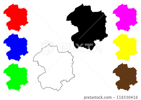 Paderborn district (Federal Republic of Germany, State of North Rhine-Westphalia, NRW, Detmold region) map vector illustration, scribble sketch Paderborn map 118330418