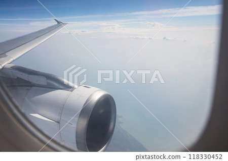 Aerial view of Krabi island from airplane or jet window view Aerial view of Krabi island from airplane or jet window view 118330452
