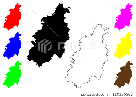 Pfaffenhofen district (Federal Republic of Germany, rural district Upper Bavaria, Free State of Bavaria) map vector illustration, scribble sketch Pfaffenhofen map 118330508