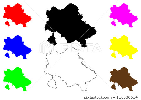 Recklinghausen district (Federal Republic of Germany, State of North Rhine-Westphalia, NRW, Munster region) map vector illustration, scribble sketch Recklinghausen map 118330514
