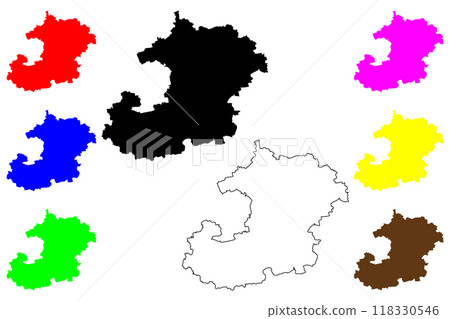 Saale-Holzland district (Federal Republic of Germany, rural district, Free State of Thuringia) map vector illustration, scribble sketch Saale Holzland Kreis map 118330546