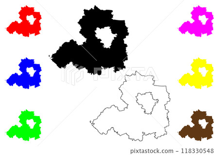 Saalekreis district (Federal Republic of Germany, rural district, Free State of Saxony-Anhalt) map vector illustration, scribble sketch Saalekreis map 118330548