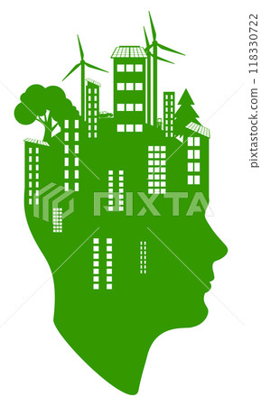 Green city on human head Green city on human head 118330722