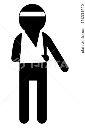 Person with injured arm, safety sign, danger, caution pictogram 118331620