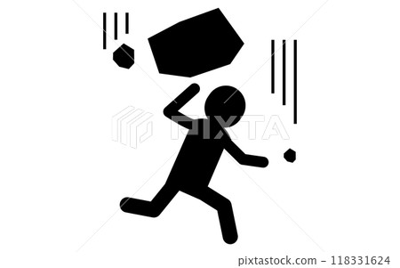 Caution: Falling rocks, safety sign, danger, caution pictogram 118331624