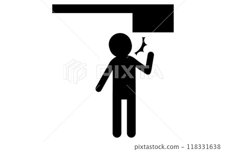Overhead caution, safety sign, danger, caution pictogram 118331638