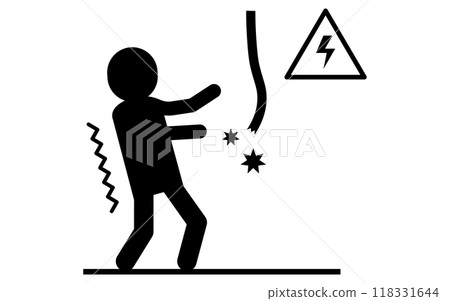 觸電警告、安全標誌、危險、警告象形圖 118331644