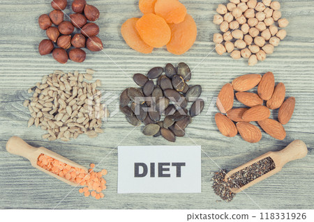Inscription diet, healthy ingredients containing potassium, vitamin K and minerals Inscription diet, healthy ingredients containing potassium, vitamin K and minerals 118331926