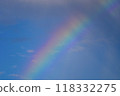 A rainbow appears in the sky after the rain and a flock of birds crosses 118332275