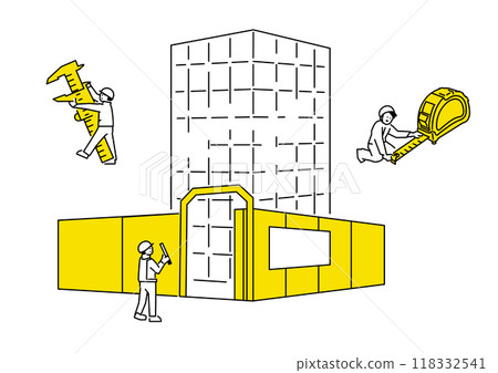 Construction site and tool set illustration Construction site and tool set illustration 118332541