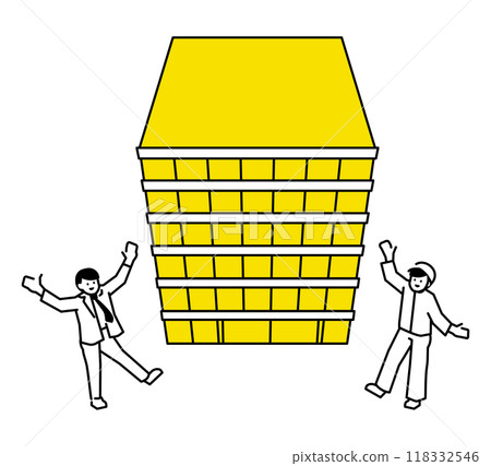 商人和工人對這棟建築感到滿意 商人和工人對這棟建築感到滿意 118332546