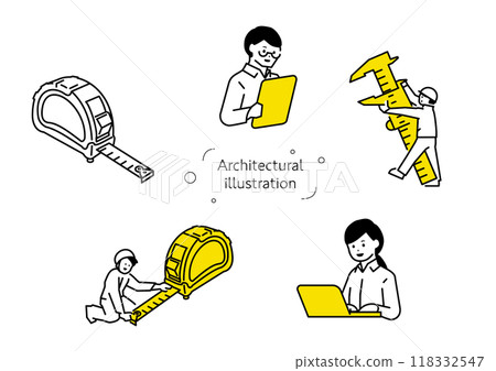 Illustration set of two businessmen with work tools 118332547