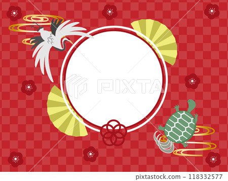 A Japanese-style frame design of cranes and turtles for New Year's and other celebrations A Japanese-style frame design of cranes and turtles for New Year's and other celebrations 118332577