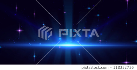 Scence futuristic glowing blue neon light ray with speed motion moving on dark blue background. Scence futuristic glowing blue neon light ray with speed motion moving on dark blue background. 118332736
