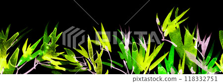 Neon watercolour leaves and flowers 118332751
