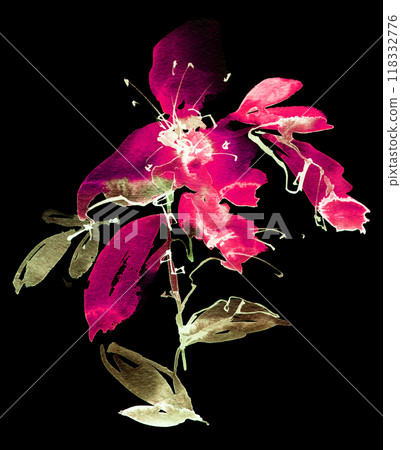 Neon watercolour leaves and flowers Neon watercolour leaves and flowers 118332776