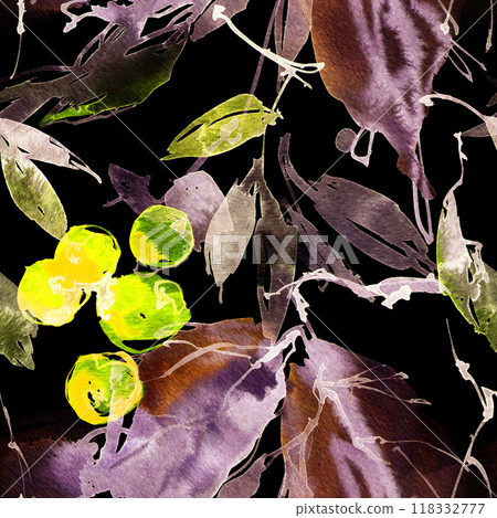 Neon watercolour leaves and flowers Neon watercolour leaves and flowers 118332777
