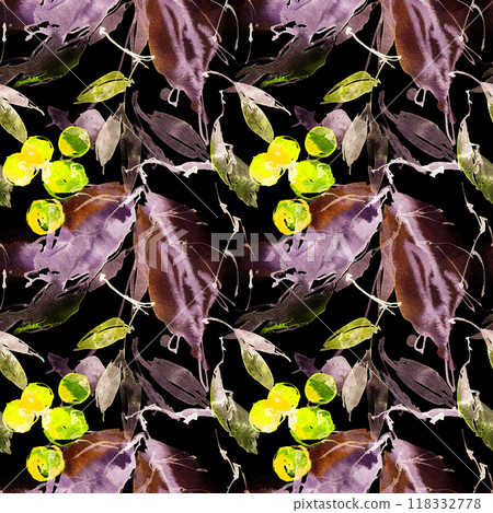 Neon watercolour leaves and flowers 118332778