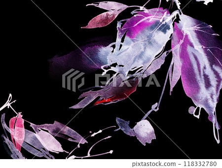 Neon watercolour leaves and flowers Neon watercolour leaves and flowers 118332780