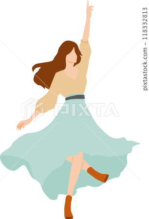 Illustration of a woman pointing up Illustration of a woman pointing up 118332813