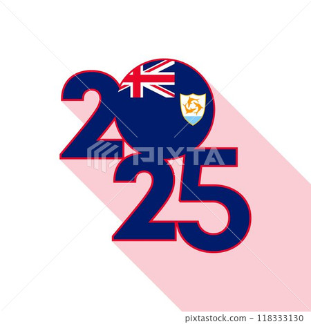 2025 banner with Anguilla flag inside. Vector illustration. 118333130
