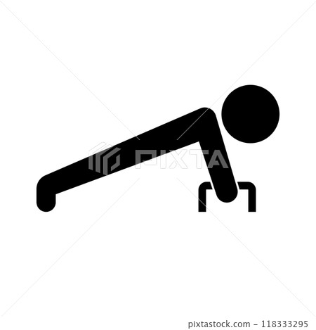 有俯臥撐桿的俯臥撐剪影 118333295