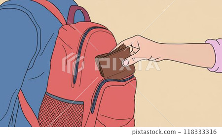 A traveler's wallet has been stolen from his bag. 118333316