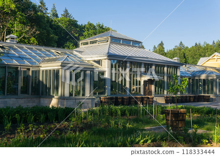 exterior view of vintage orangery exterior view of vintage orangery 118333444