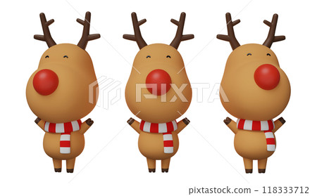 Christmas Rudolph 3D graphics smiling and cheering 118333712