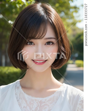 公園裡溫柔微笑的女人 118333727