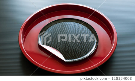 Empty black Japanese plate Japanese tableware background material 118334008