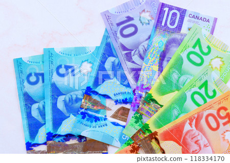 In Canada dollar, Canadian Bank issues variety denominations of Canadian money In Canada dollar, Canadian Bank issues variety denominations of Canadian money 118334170