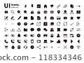 UI Icons - Basic Simple Set (solid color) For smartphone and web design menu icons, etc. 118334346