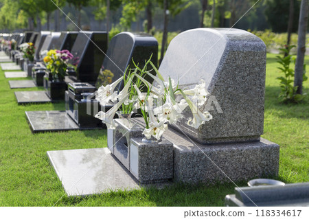 Image of a gravestone in a cemetery Image of a gravestone in a cemetery 118334617