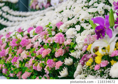 Japanese funeral flower altar Japanese funeral flower altar 118334672