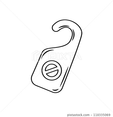 Do not disturb hanger hotel sign doodle icon. Vector food hand drawn sketch illustration. 118335069