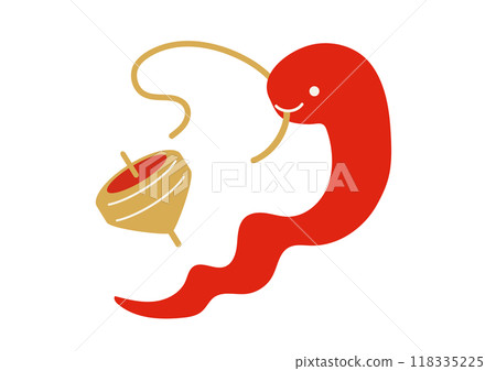 Flat illustration of a red snake playing with a chess piece Flat illustration of a red snake playing with a chess piece 118335225