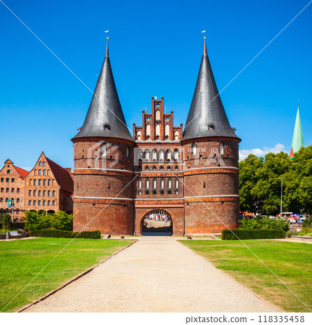 Holstentor city gate in Lubeck 118335458