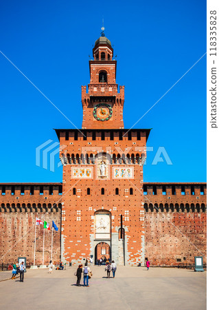 Sforza Castle in Milan, Italy 118335828