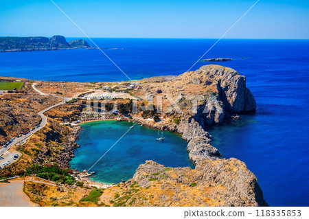 Lindos beach in Rhodes island 118335853