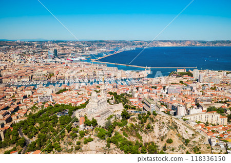 Marseille aerial panoramic view, France 118336150