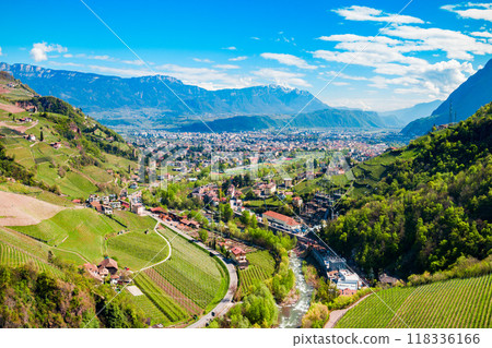 Bolzano aerial panoramic view, Italy 118336166
