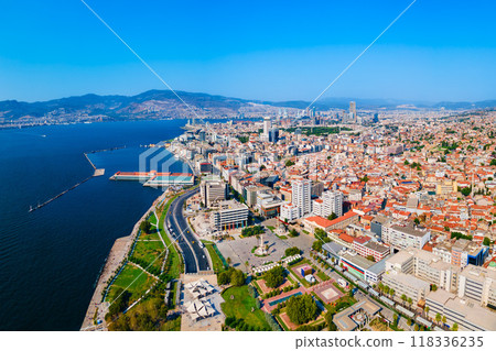Izmir Clock Tower aerial view in Izmir city, Turkey 118336235