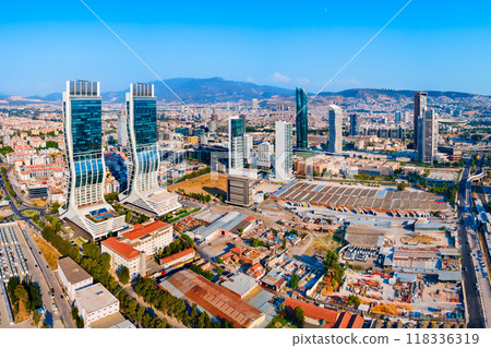 Bayrakli business district aerial panoramic view in Izmir city 118336319