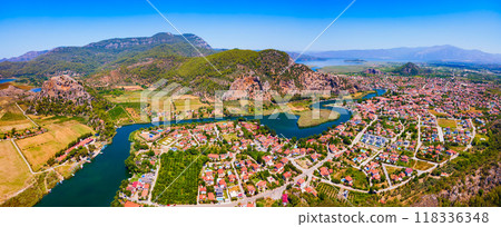 Dalyan aerial panoramic view in Mugla Province, Turkey Dalyan aerial panoramic view in Mugla Province, Turkey 118336348