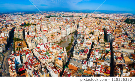 Valencia city aerial panoramic view in Spain Valencia city aerial panoramic view in Spain 118336350